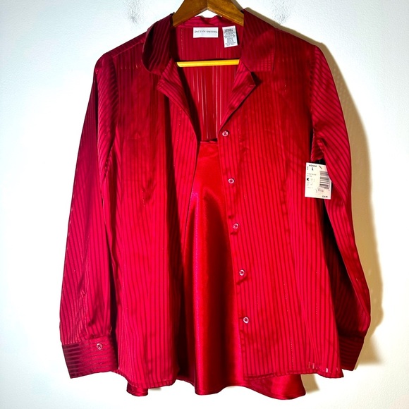 Jaclyn Smith Vibrant Red Dress Shirt - Picture 1 of 3